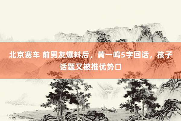 北京赛车 前男友爆料后，黄一鸣5字回话，孩子话题又被推优势口