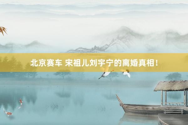 北京赛车 宋祖儿刘宇宁的离婚真相！
