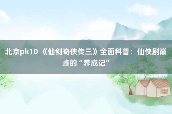 北京pk10 《仙剑奇侠传三》全面科普：仙侠剧巅峰的“养成记”