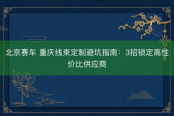 北京赛车 重庆线束定制避坑指南：3招锁定高性价比供应商